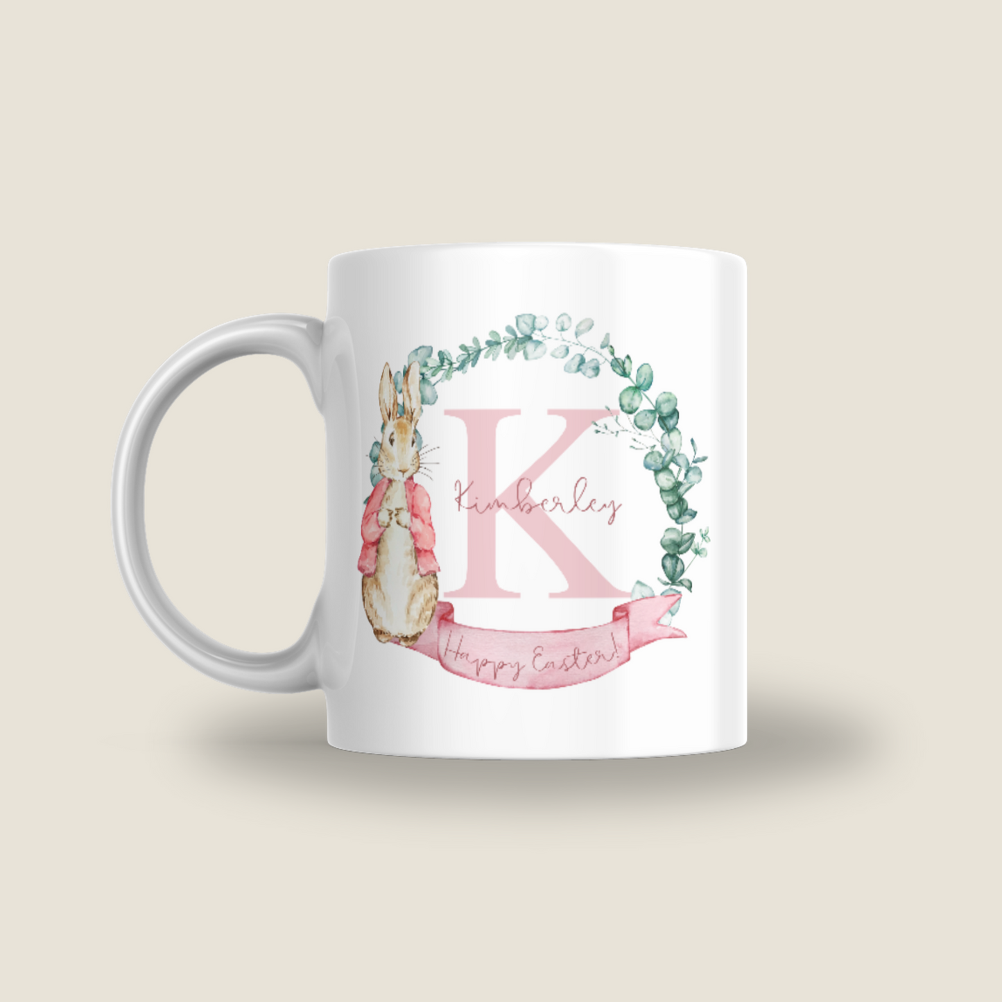 Personalised Pink Easter Wreath Mug