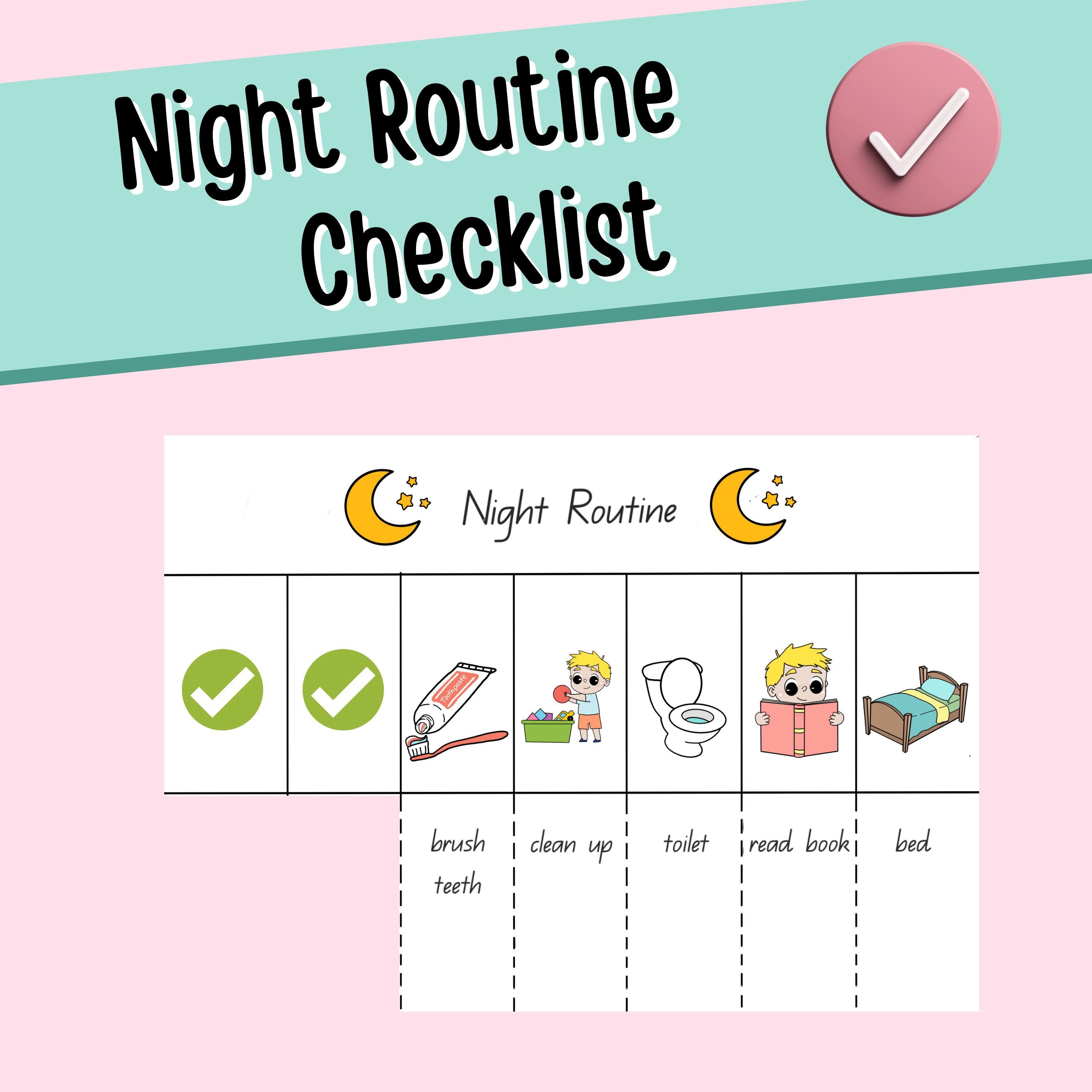 Night Routine Checklist (Digital Product) – Tiny N Capable